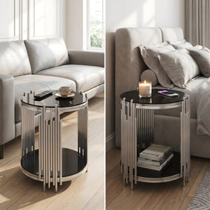 Modern Luxury Coffee Table and Side Table Set, 2-Piece Oval