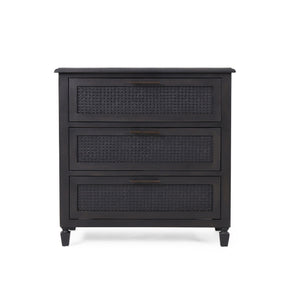 Newell Cane 3 Drawer Dresser - Dark Gray