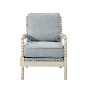 Arm Chair With Open Back Spindle Design, Padded Armrests