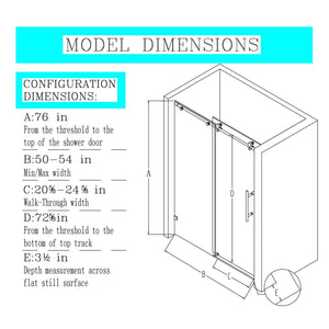 Frameless Single Sliding Soft Close Shower Doors, 5/16" Sgcc Tempered Glass