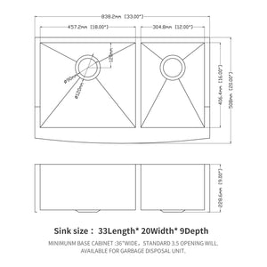 Farmhouse Sink With Double Bowl, 60 / 40