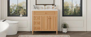 36" Bathroom Vanity with Sink, Solid Wood & MDF Cabinet