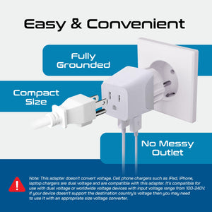 Europe (Schuko) Travel Adapter - Type E/F - Dual USB (CTU-9)