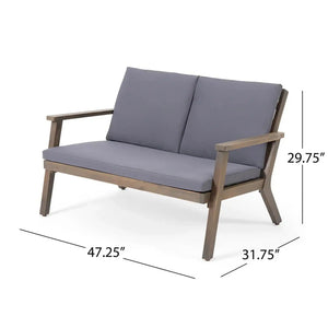 Avacyn Outdoor Acacia Wood 4-Seater Chat Set with Cushions