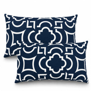 4 Pack Outdoor Lumbar Pillow with Inserts – Blue Trellis