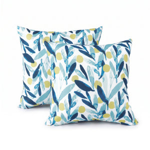 4 Pack Outdoor/Indoor Throw Pillows with Coastal Leaves Design