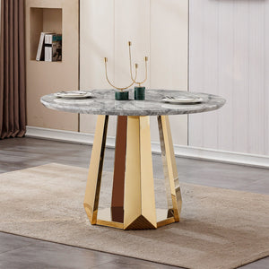 47" Round Marble Dining Table