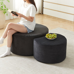 Modern Upholstered Round Coffee Table For Living Room (Set of 2)