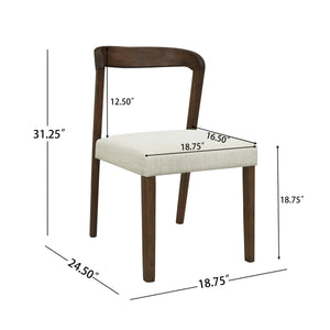 Solid Rubber Wood Dining Chairs (Walnut + Beige) Set of 2