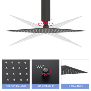 Modern 10" Square Rainfall Shower Head & Stainless Steel Wall Or Ceiling Mount Luxury Spa Shower Panel