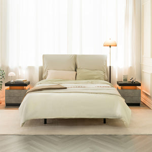 Modern LED Nightstand with 2 Drawers for Bedroom