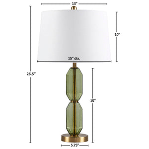 Faceted Green Glass Table Lamp