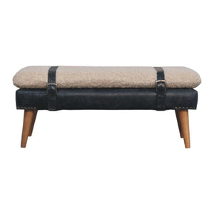 Boucle x Leather Upholstered Bench, Nordic Legs