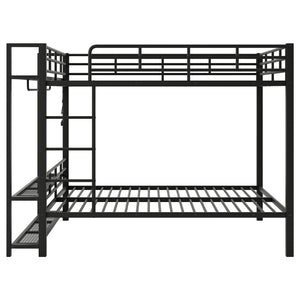 Bunk Bed With Storage Shelves, Clothes Hooks, LED Light