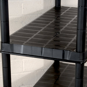 Ram Quality Products Deluxe 5 Tier Plastic Garage Storage Shelf Unit, Black
