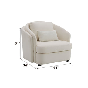 Mariko Linen Chair With 1 Toss Pillow - Beige