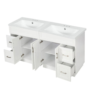 Bathroom Vanity With 2 Doors, 2 Drawers, Adjustable Shelf, Hidden Slides & Soft Close Hinges