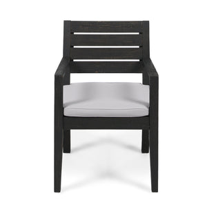 Outdoor Acacia Wood 7 Piece Expandable Dining Set, Sandblasted