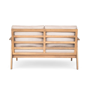 Outdoor 4pc Acacia Wood and Rope Sectional Patio Sofa Set