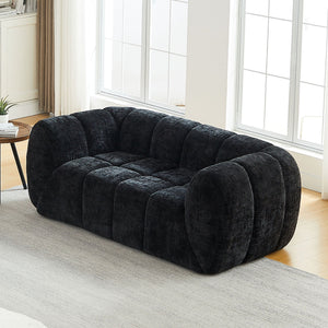 Quilted Cloud Sofa With Rounded Armrests And Piano Key Backrest Design