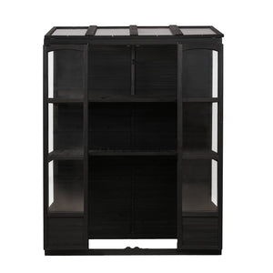 TOPMAX 78-inch Wooden Greenhouse Cold Frame with 4 Independent Skylights and 2 Folding Middle Shelves