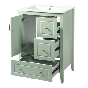 Retro Bathroom Vanity With Sink, Soft Closing Cabinet & Drawers