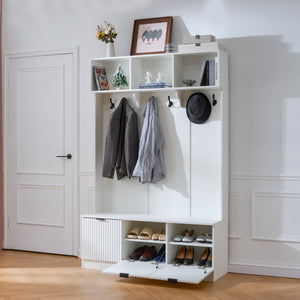 49.6" 5-in-1 Hall Tree with Bench, Shoe Storage & Cabinets