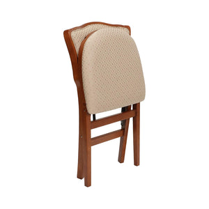 MECO Stakmore French Fabric Upholstered Seat Folding Chair Set, 2 Pack, Cherry