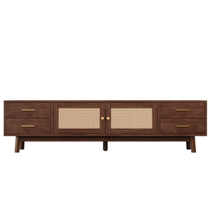 70" TV Stand With Doors For TVs Up To 80", Media Console With 4 Drawers & Cable Holes - Dark Brown
