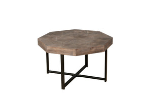 Wood Octagonal Vintage Patchwork Coffee Table