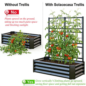4x2x1FT Galvanized Raised Garden Bed with Arch Trellis