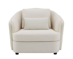 Mariko Linen Chair With 1 Toss Pillow - Beige