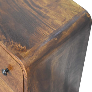 Solid Wood Mini Curved Chestnut Chest, 3-Drawer, Nordic Legs
