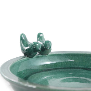 Handmade Ceramic Bird Bath, 11.8 Inch Forest