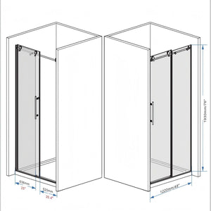 Frameless Shower Door, Smooth Sliding Tracks
