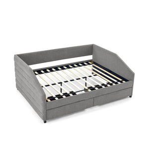 Elegant Daybed With Trundle Upholstered Tufted Sofa Bed