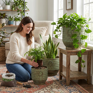 S/3 Textured Planters Set