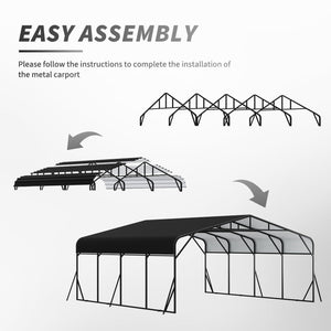 Heavy Duty Carport, All Weather Shelter - Black