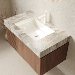 MURI 36" Bathroom Vanity & Sink, Floating Plywood Storage Cabinet with Drawer & Door