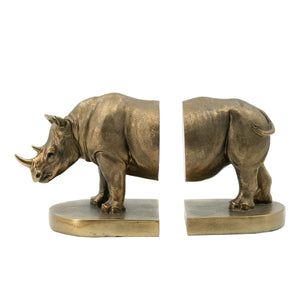 Set of 2 Rhino Bronze Bookends