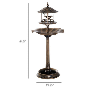 Outsunny 3-in-1 Garden Bird Bath Bowl Pedestal with Bird Feeder and Planter