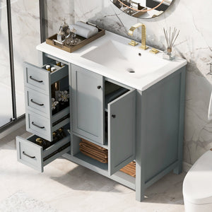 36" Bathroom Vanity with Sink Top and Storage Cabinet