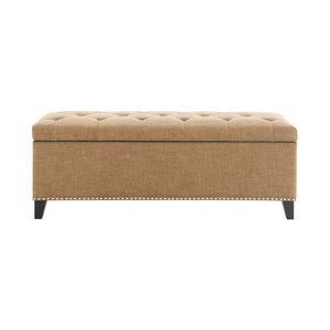 Button-Tufted Storage Ottoman With Safety Close Hinge