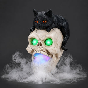 Halloween Cat Skull Statue
