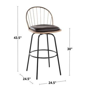 Riley - Claire Farmhouse Fixed Height Barstool With Swivel With Round Footrest (Set of 2)