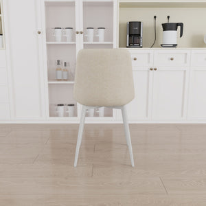 Modern Kitchen Dining Chairs (Set of 4) With Linen Padding And Sturdy Metal Legs - Beige