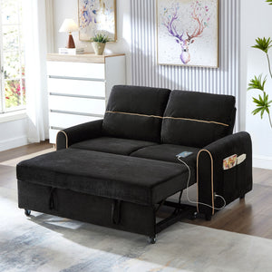 Pull Out Sofa Bed With Adjustable Backrest And USB Charging Ports
