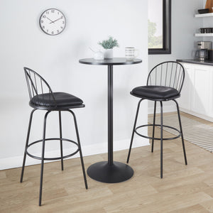Riley - Claire Farmhouse Fixed Height Barstool With Swivel With Round Footrest (Set of 2)