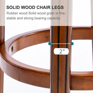 Swivel Cow Top Wooden Bar Stool, 360 Degree Swivel Bar Height Chair With Backs For Home Kitchen Counter
