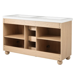 Double Sink Bathroom Vanity With Sinks, Soft Close Doors & 3 Drawers - Wood
